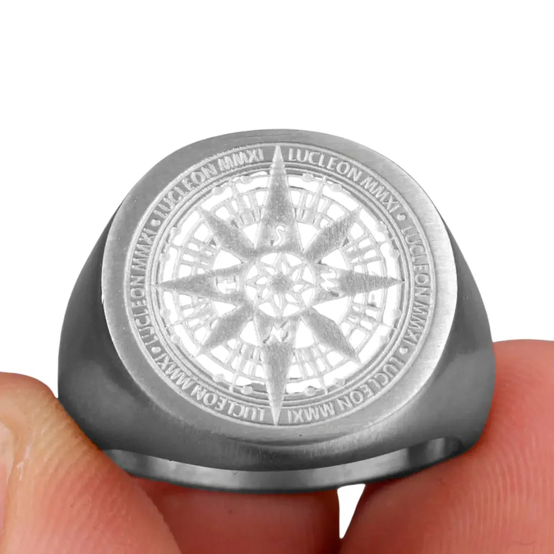 Anel Masculino Aço Inoxidável Compass