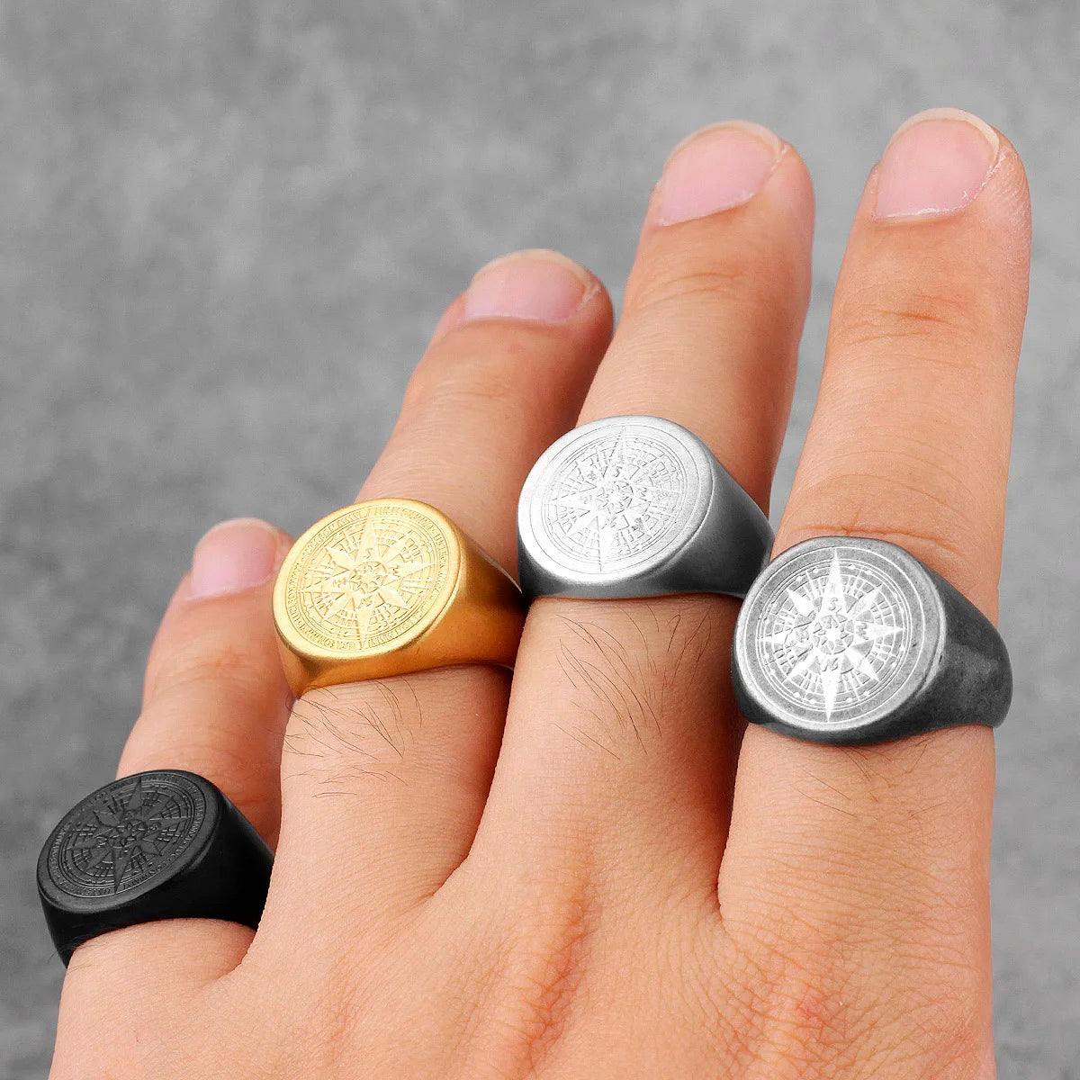 Anel Masculino Aço Inoxidável Compass