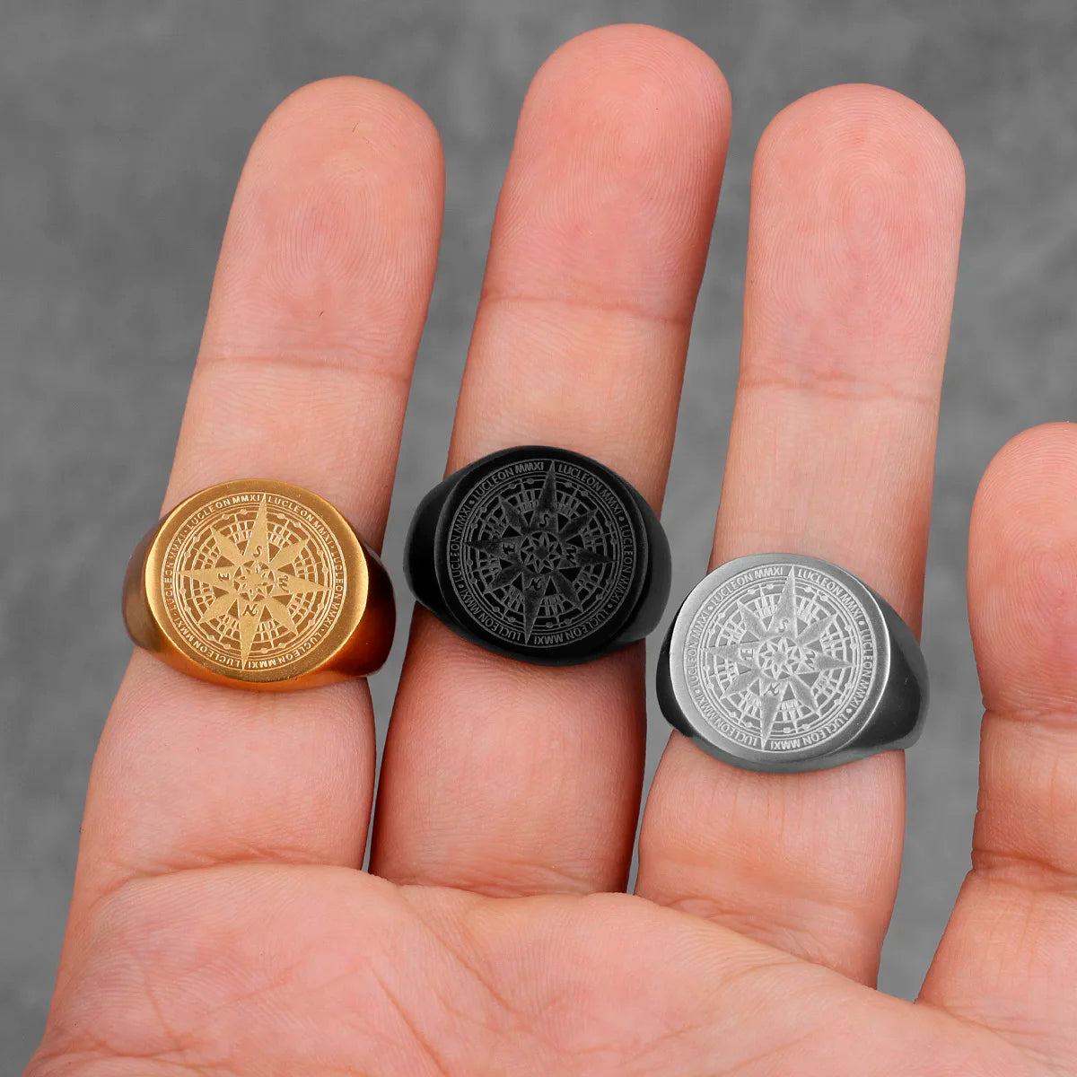 Anel Masculino Aço Inoxidável Compass
