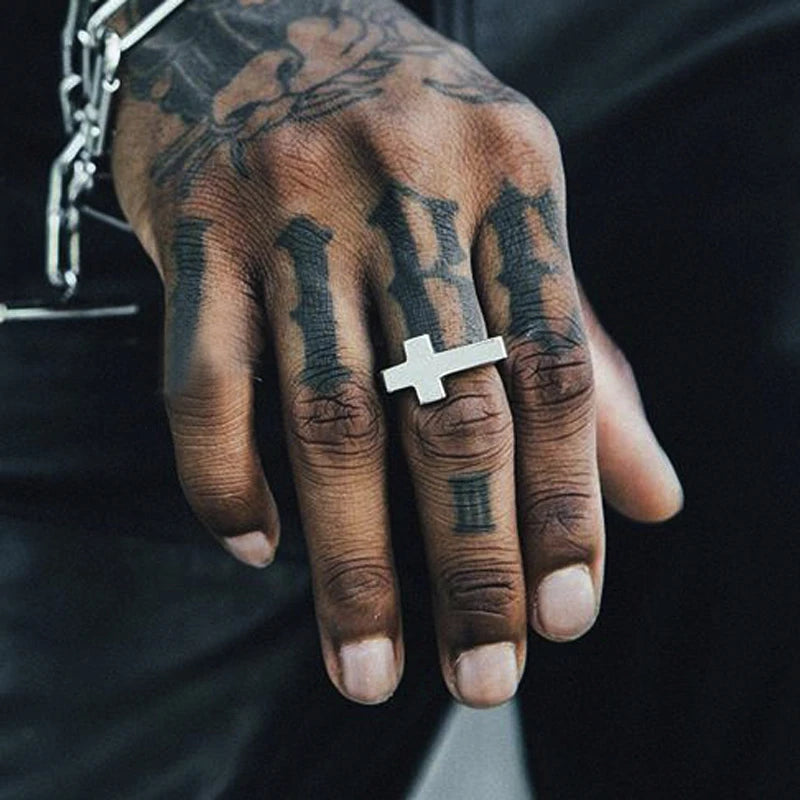 Anel Masculino em Aço Inoxidável Cross
