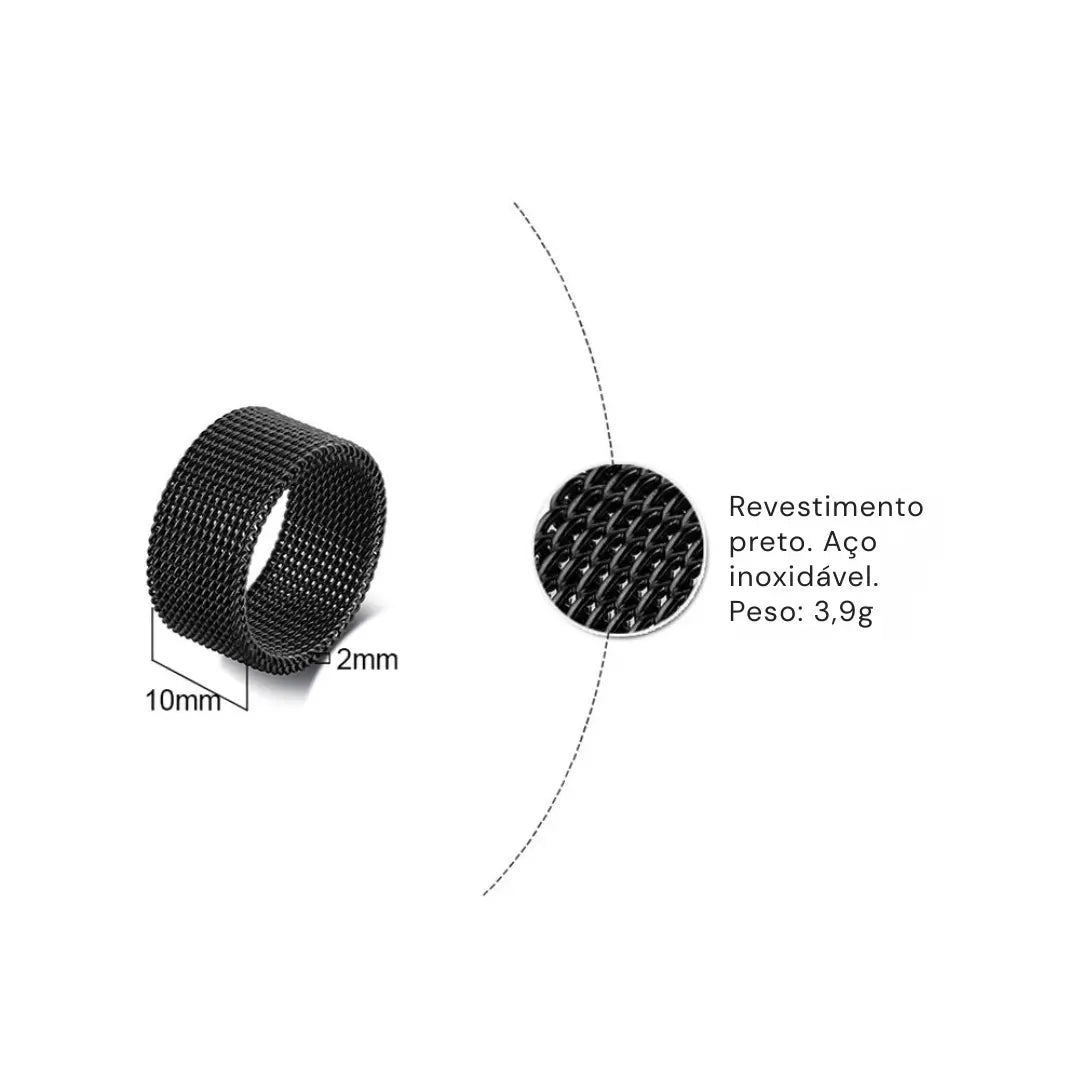 Anel Masculino em Aço Inoxidável Mesh