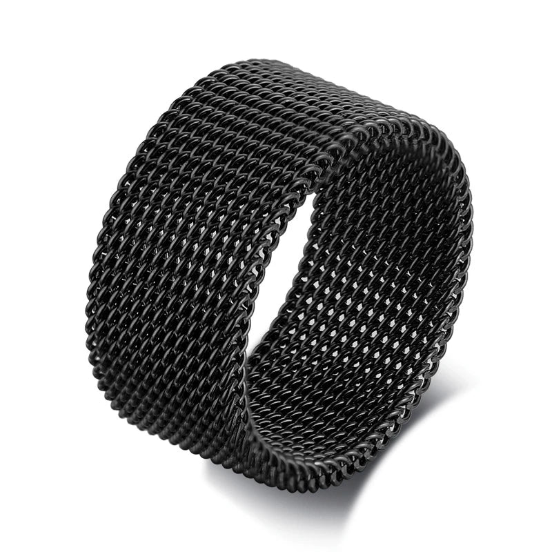 Anel Masculino em Aço Inoxidável Mesh