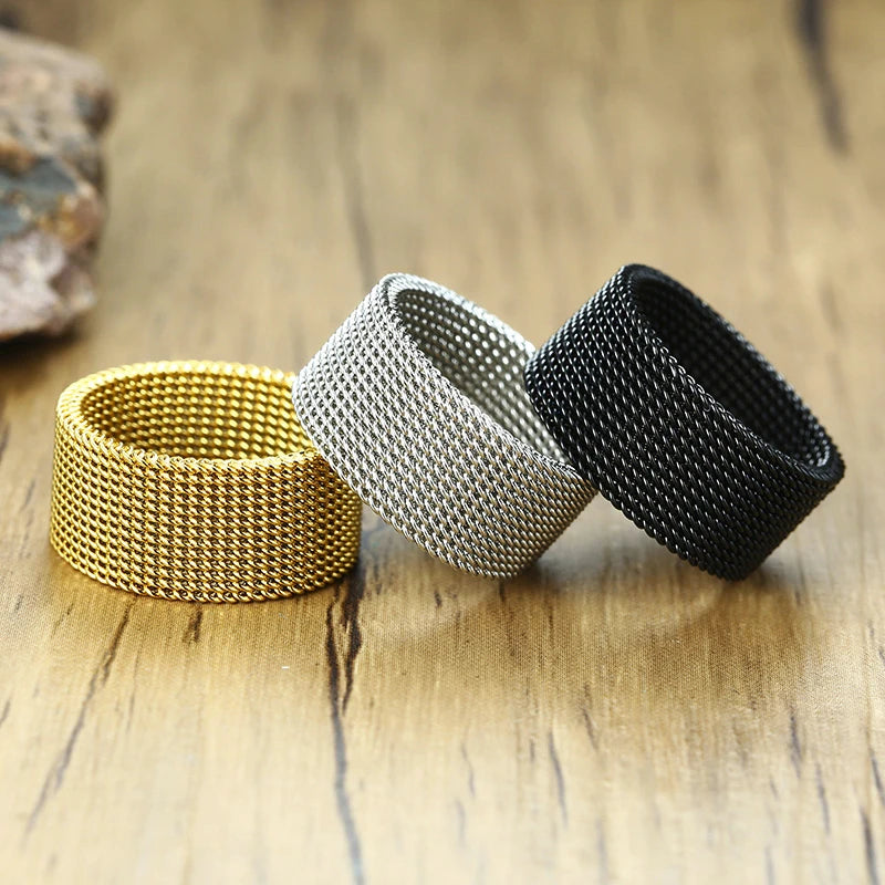 Anel Masculino em Aço Inoxidável Mesh