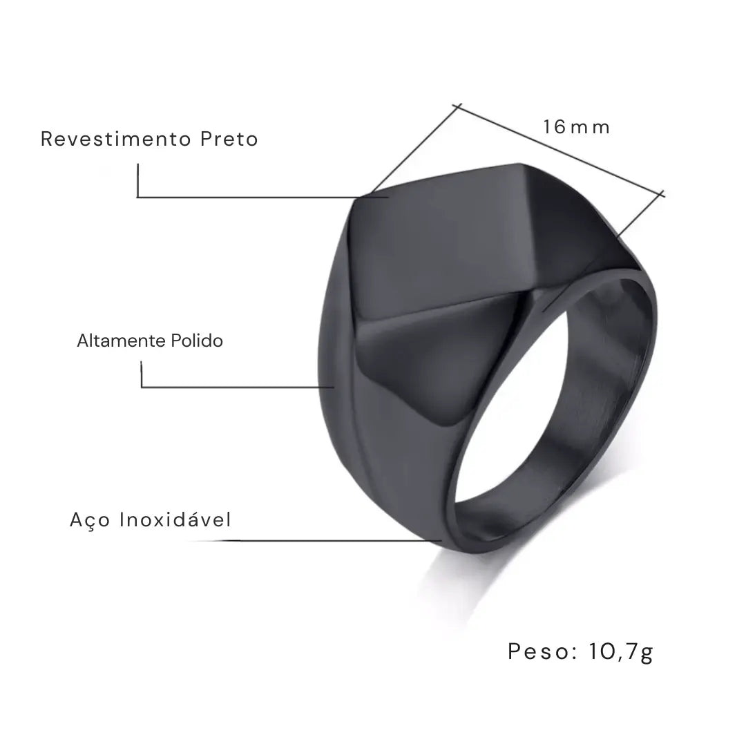 Anel Masculino em Aço Inoxidável Square