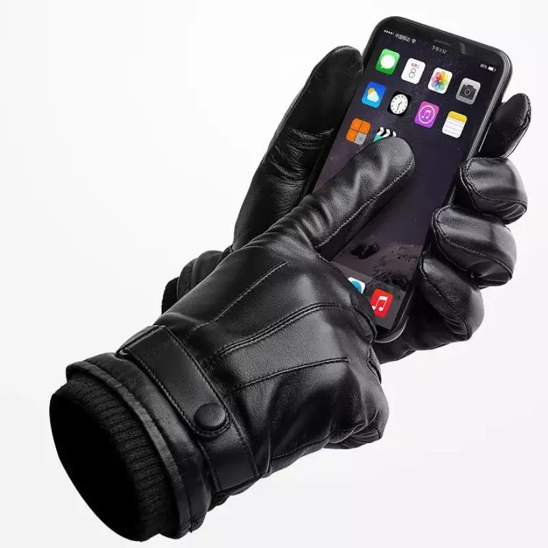 Luva Masculina de Couro Preta - Orion