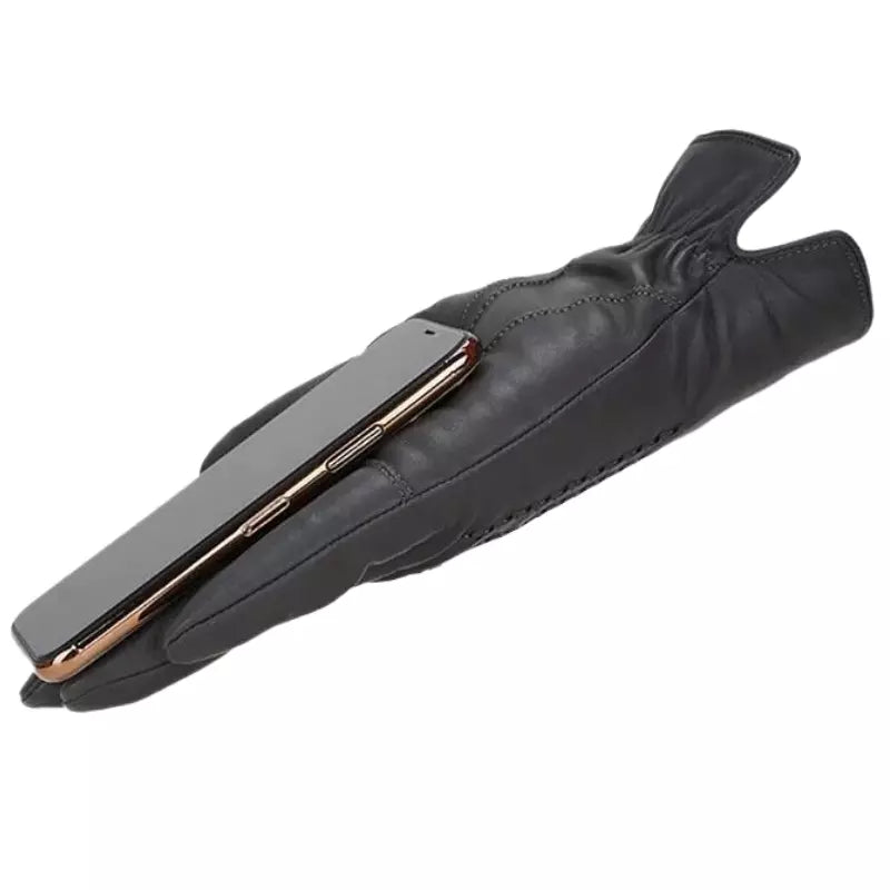 Luva Masculina de Couro Preta - Orion