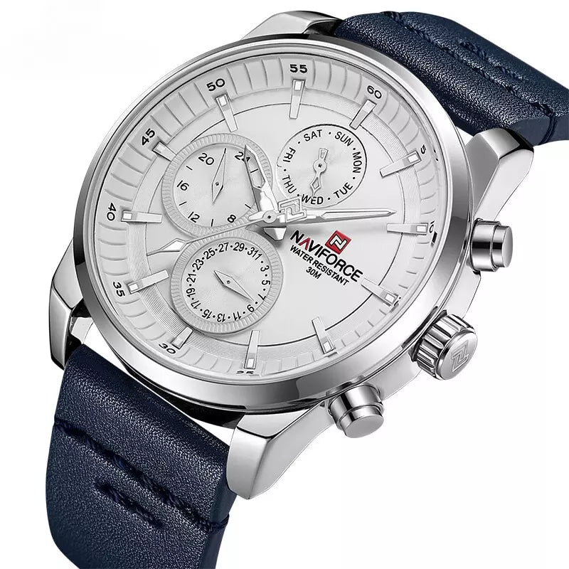 Relógio Masculino Esportivo Pulseira Couro Azul - Orion