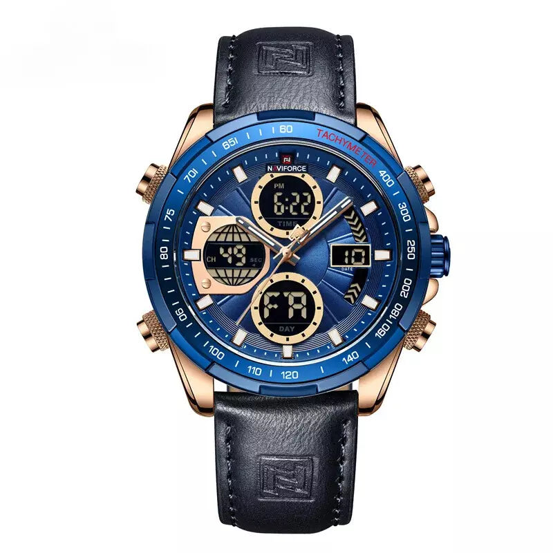 Relógio Masculino Esportivo Pulseira Couro Azul - Orion