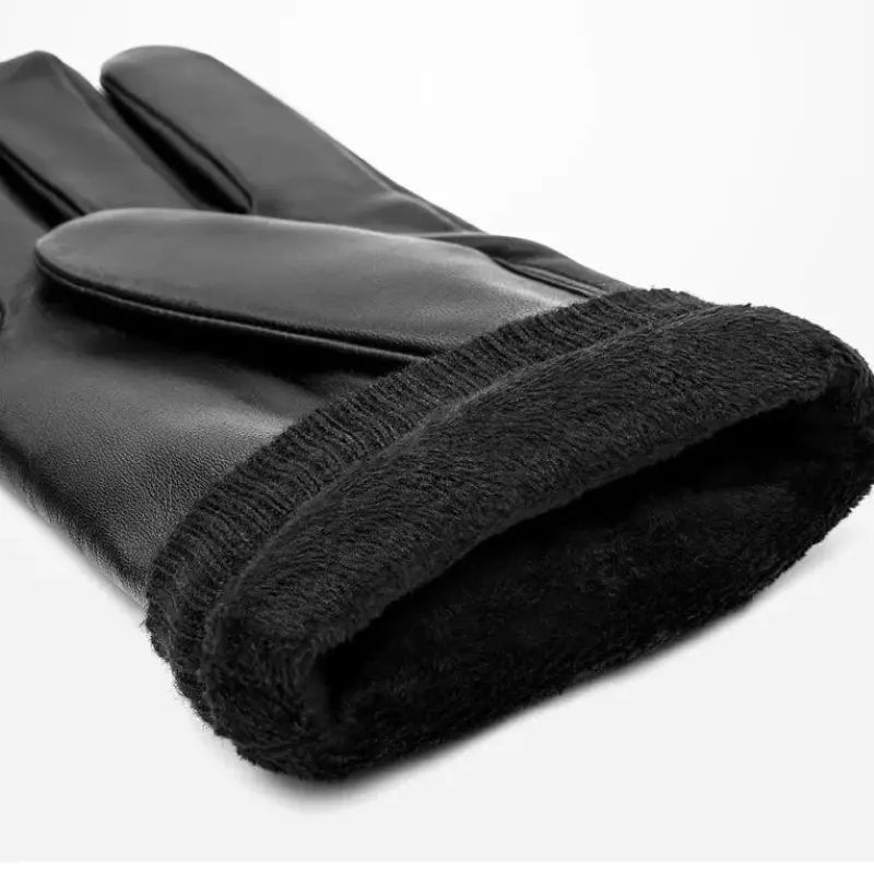Luva Masculina de Couro Preta - Orion