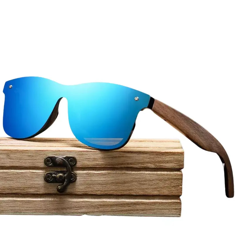 Óculos de Sol Haste Madeira Masculino Azul - Orion