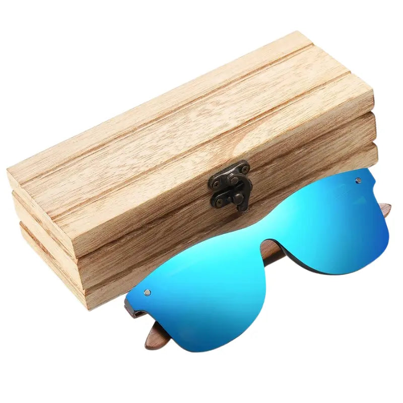 Óculos de Sol Haste Madeira Masculino Azul - Orion