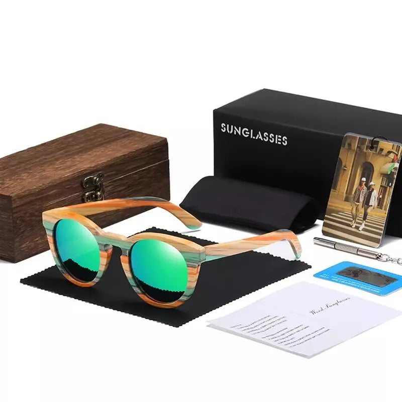 Óculos de Sol Haste Madeira Masculino Verde - Orion