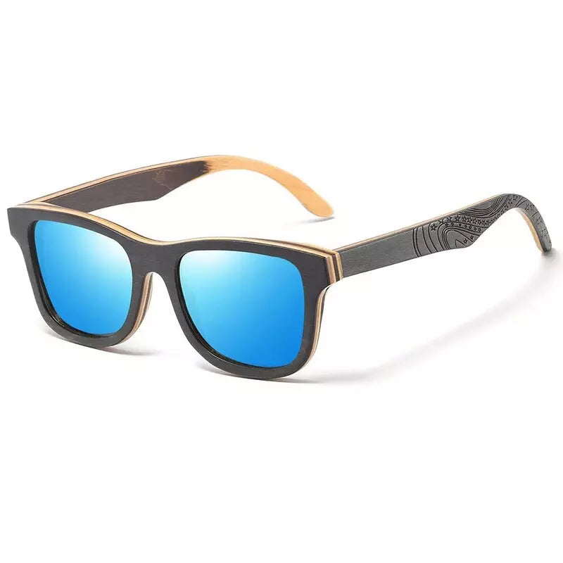 Óculos de Sol Haste Madeira Masculino Azul - Orion