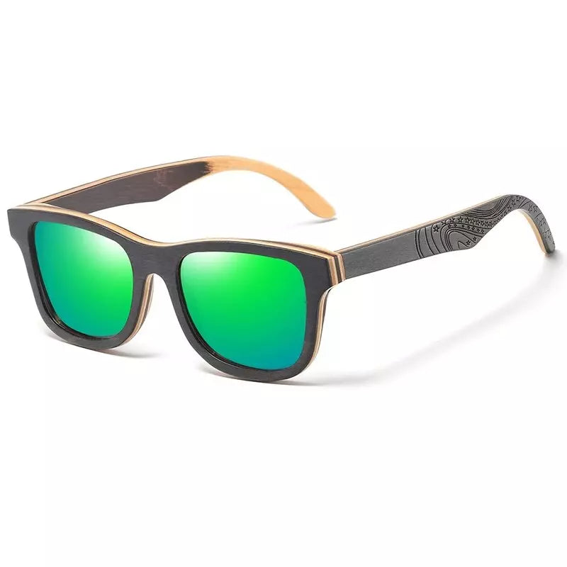 Óculos de Sol Haste Madeira Masculino Verde - Orion