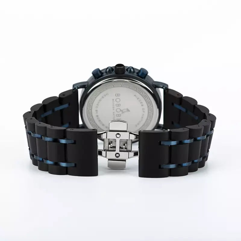 Relógio em Madeira Masculino Azul- Orion