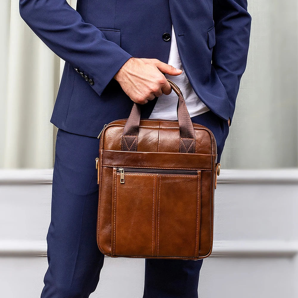 Bolsa Masculina Transversal Laptop em Couro Legítimo Business