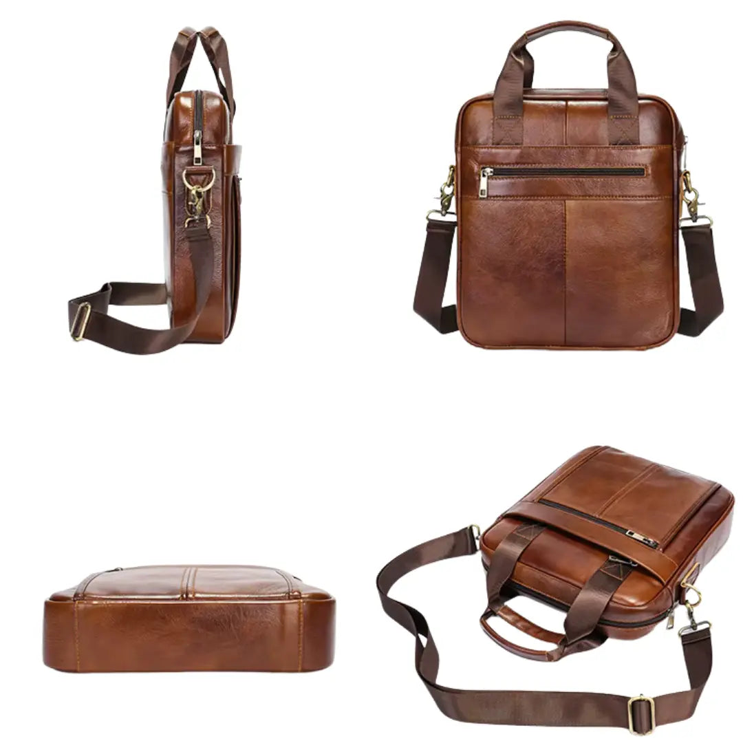 Bolsa Masculina Transversal Laptop em Couro Legítimo Business