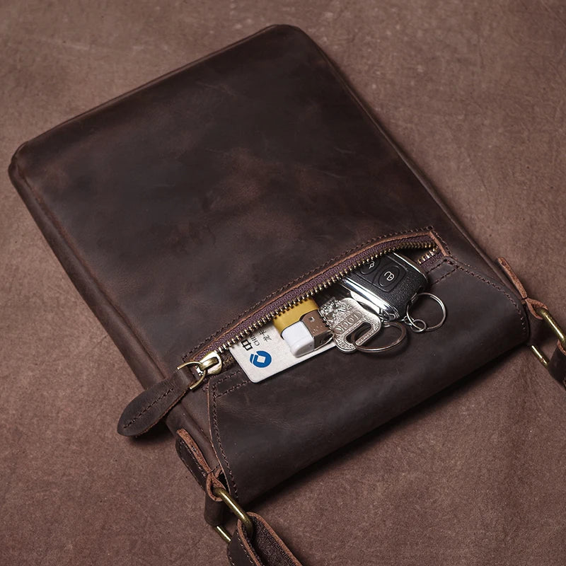 Bolsa Masculina Transversal em Couro Legítimo Casual Lux