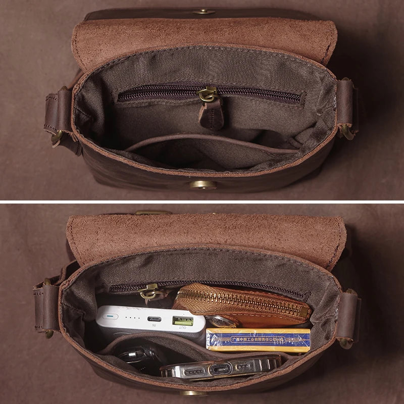Bolsa Masculina Transversal em Couro Legítimo Casual Lux