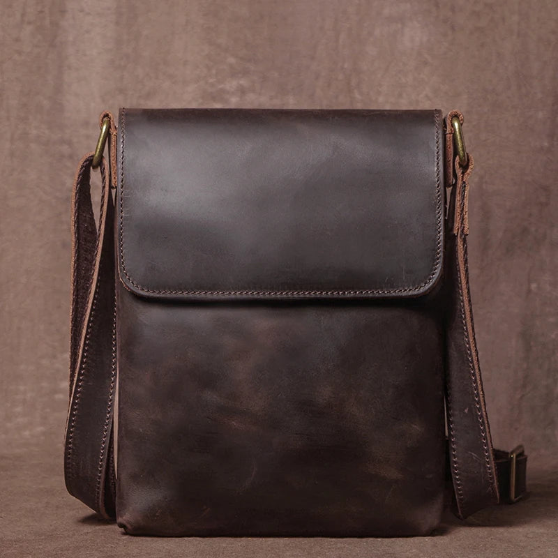 Bolsa Masculina Transversal em Couro Legítimo Casual Lux