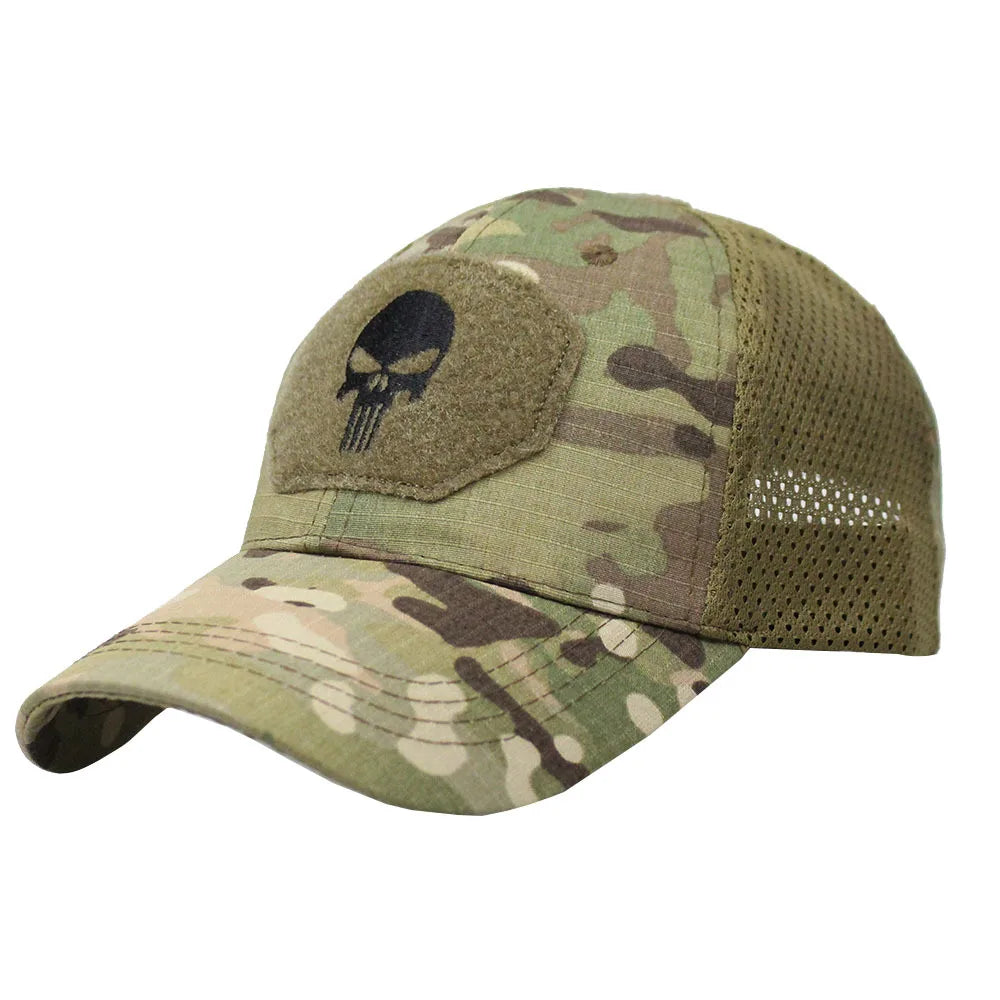 Boné Masculino Aba Curva Camo Skull