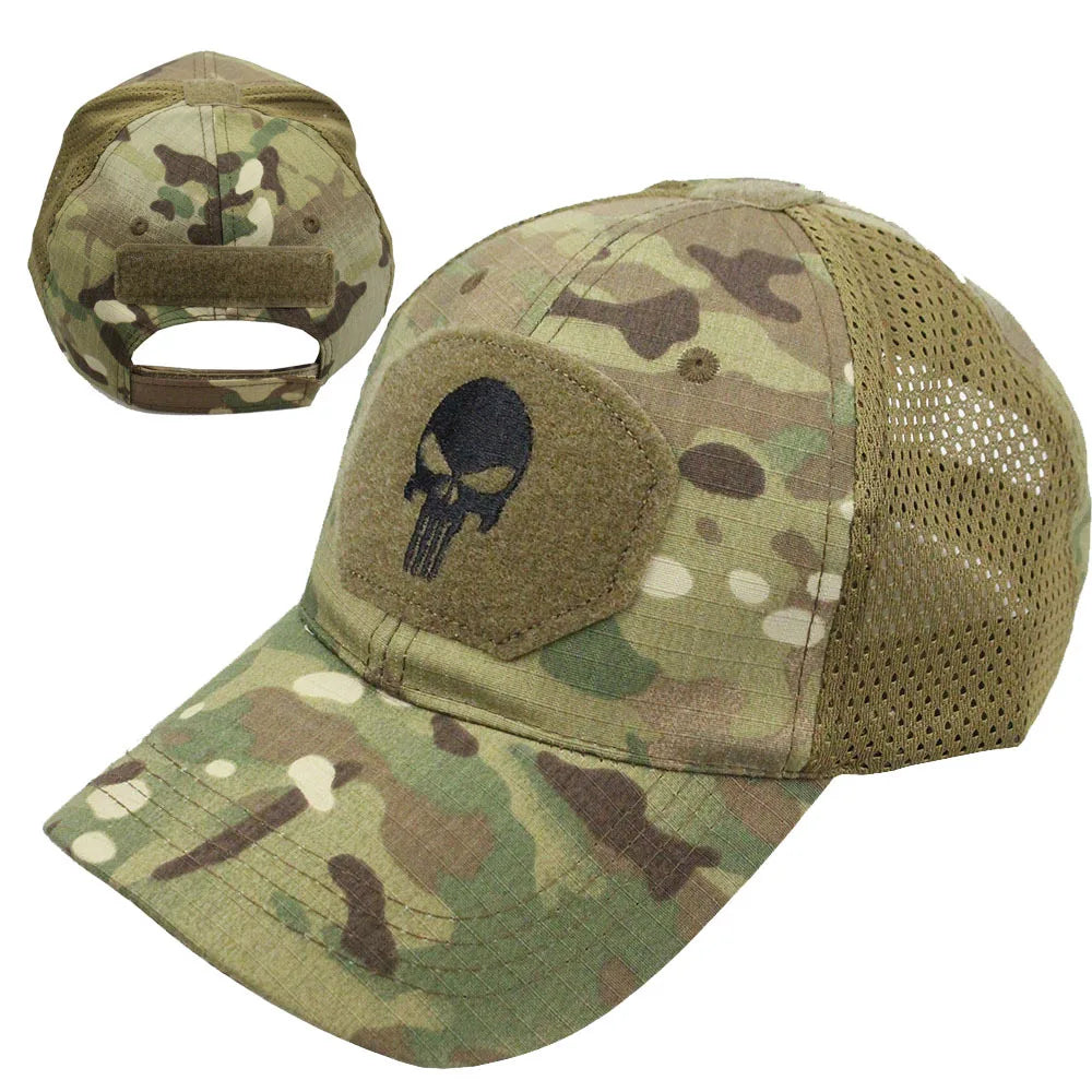 Boné Masculino Aba Curva Camo Skull