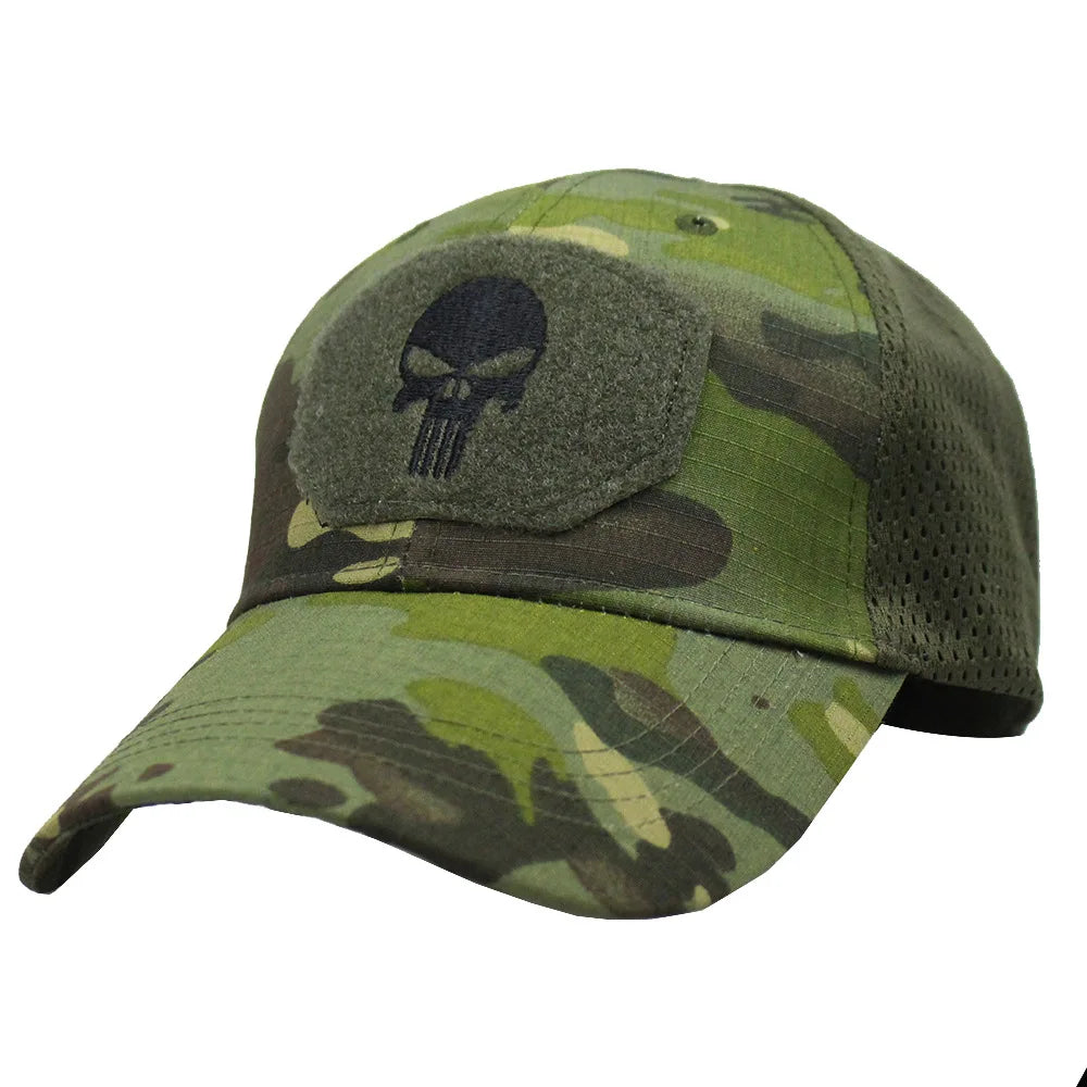 Boné Masculino Aba Curva Camo Skull