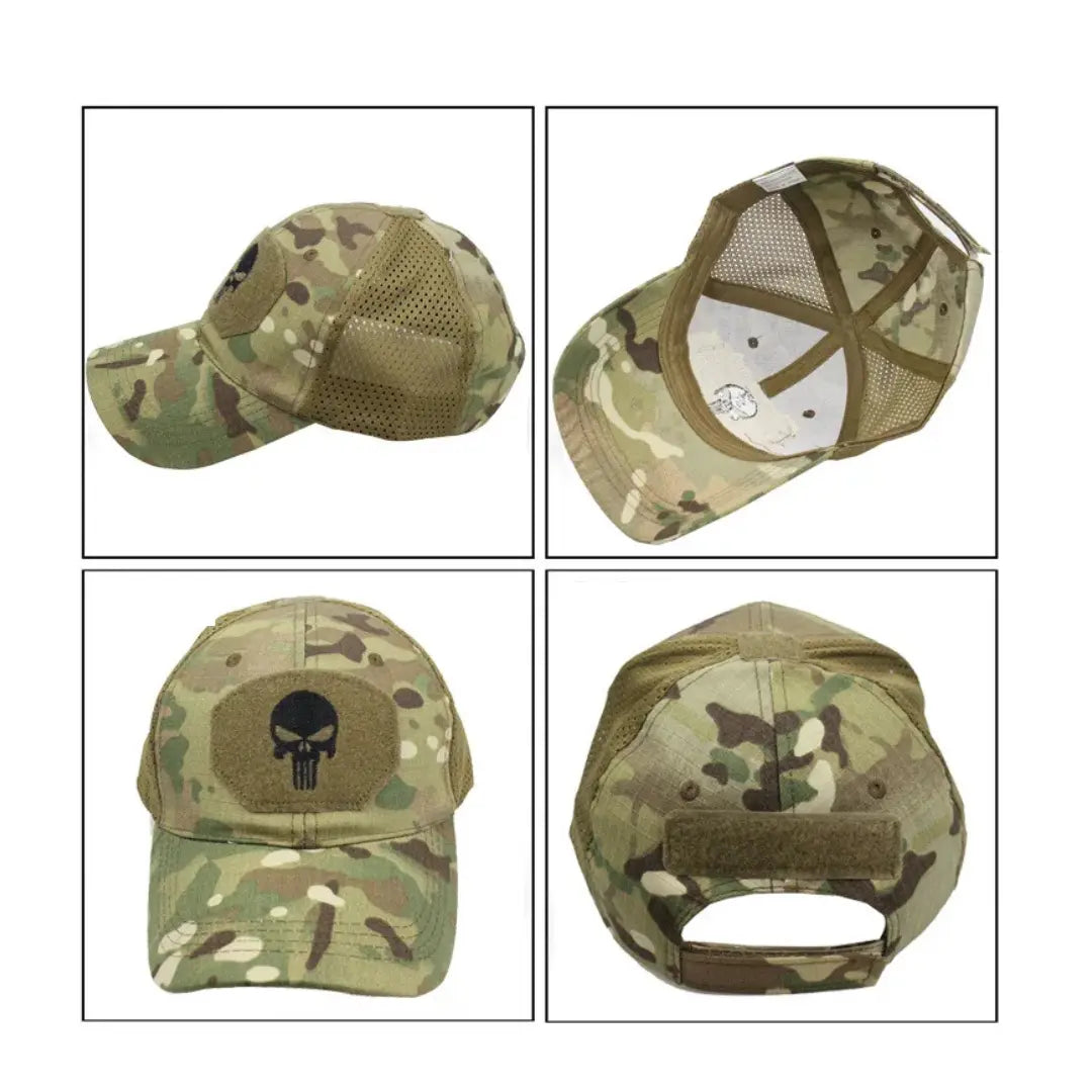 Boné Masculino Aba Curva Camo Skull