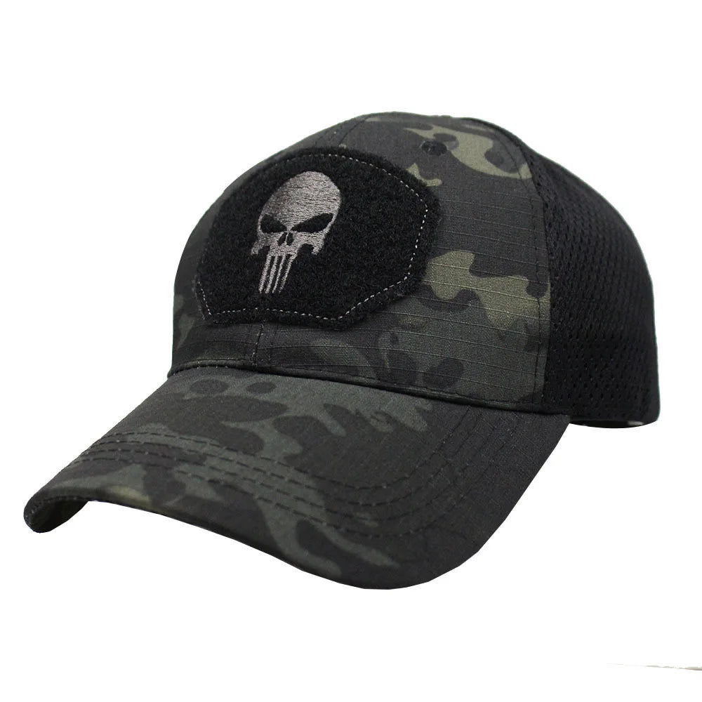 Boné Masculino Aba Curva Camo Skull