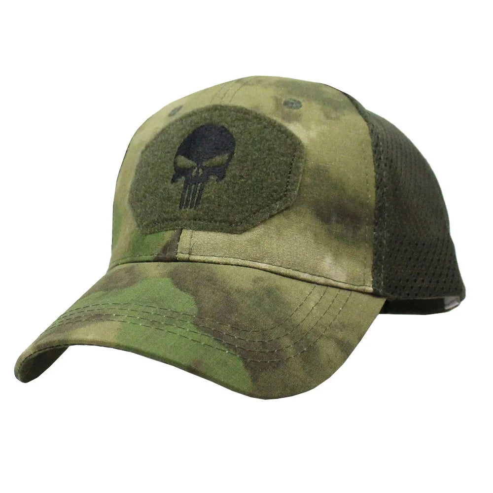 Boné Masculino Aba Curva Camo Skull