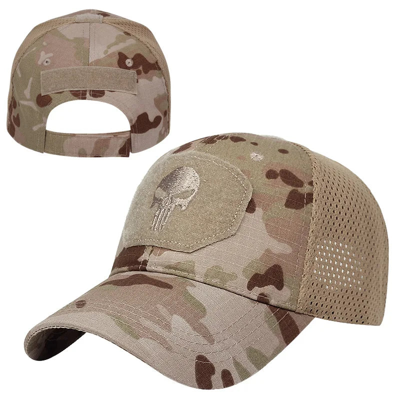 Boné Masculino Aba Curva Camo Skull