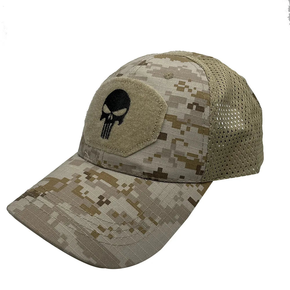 Boné Masculino Aba Curva Camo Skull