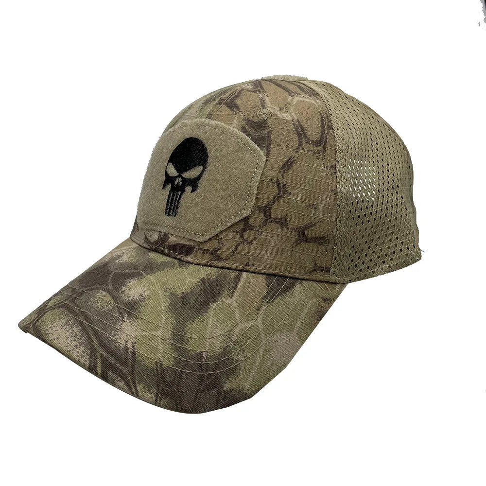 Boné Masculino Aba Curva Camo Skull