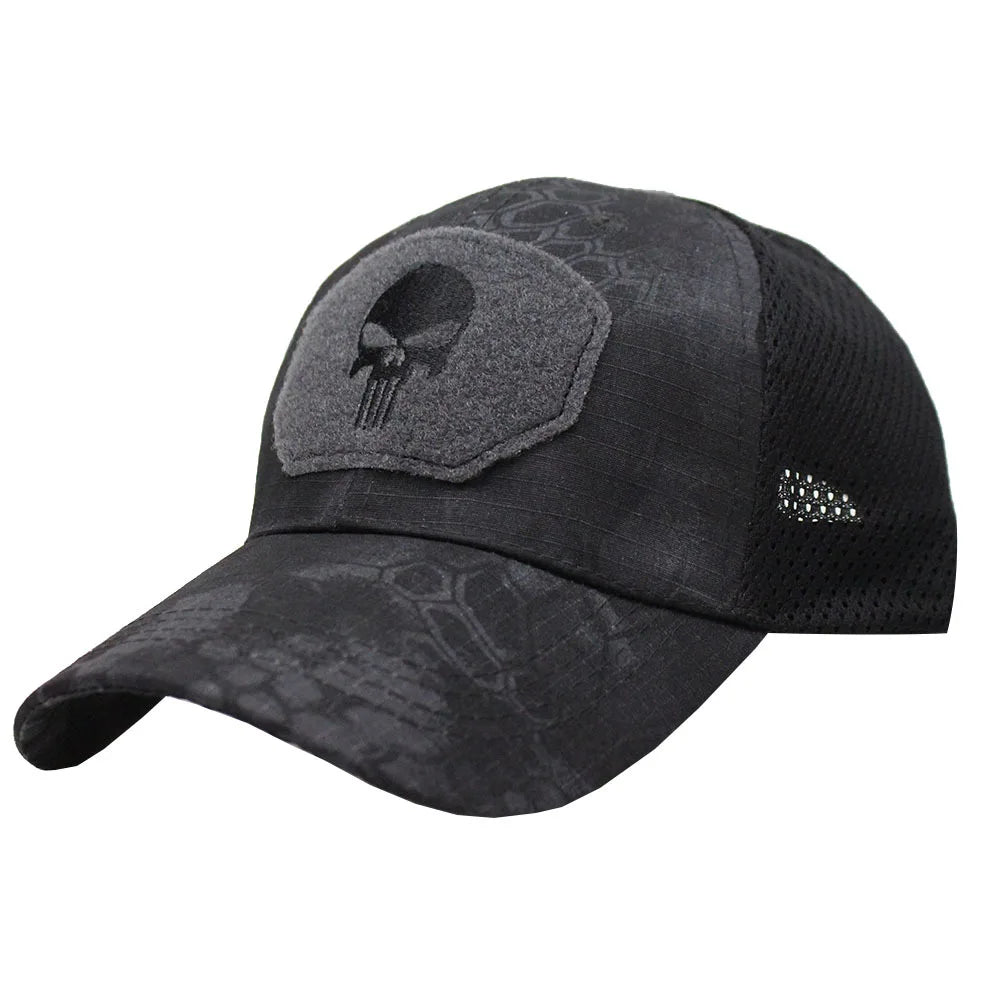 Boné Masculino Aba Curva Camo Skull