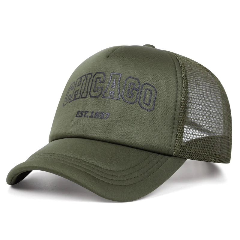 Boné Masculino Aba Curva Mesh Chicago