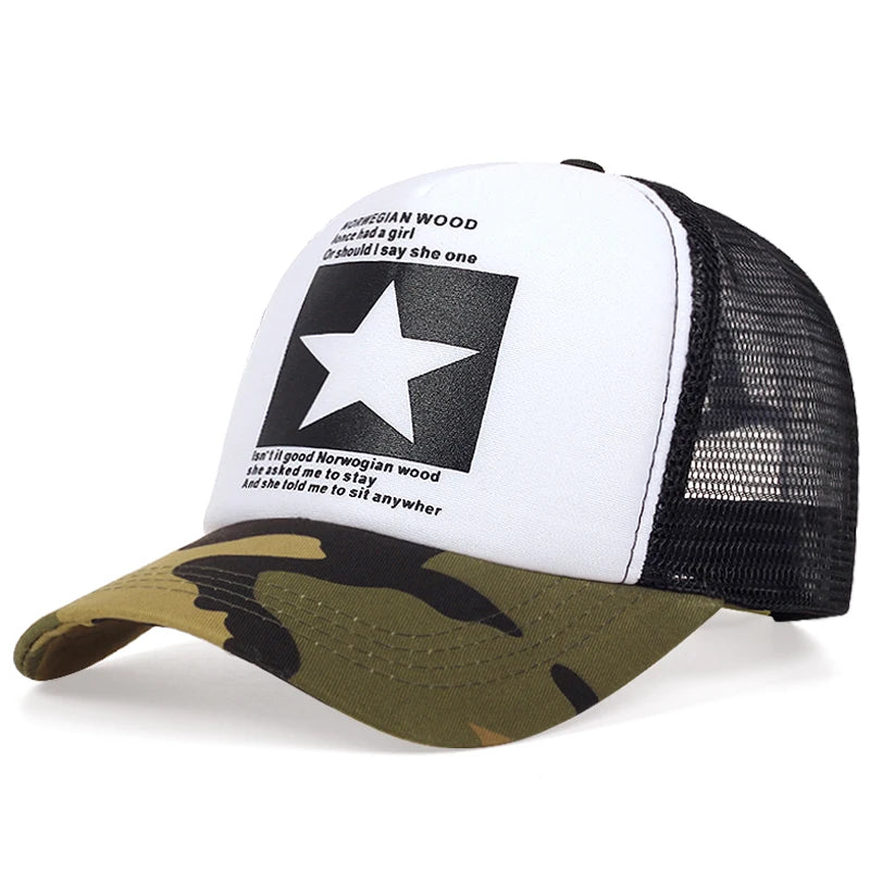 Boné Masculino Aba Curva Mesh Pointed Star