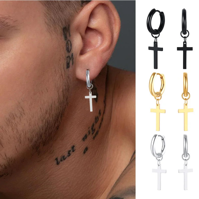 Brinco Masculi em Aço Cross (Par)