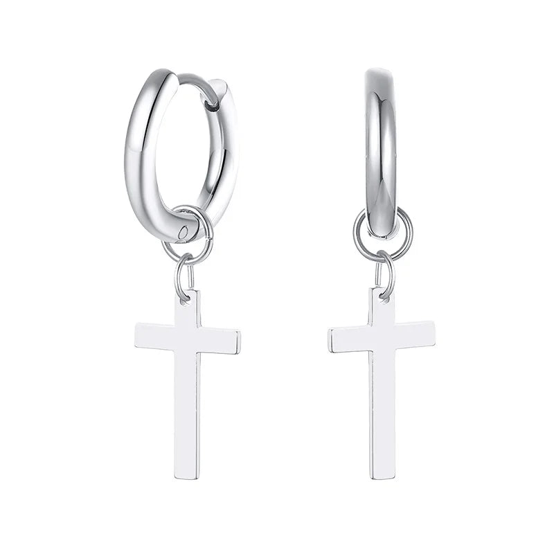 Brinco Masculi em Aço Cross (Par)