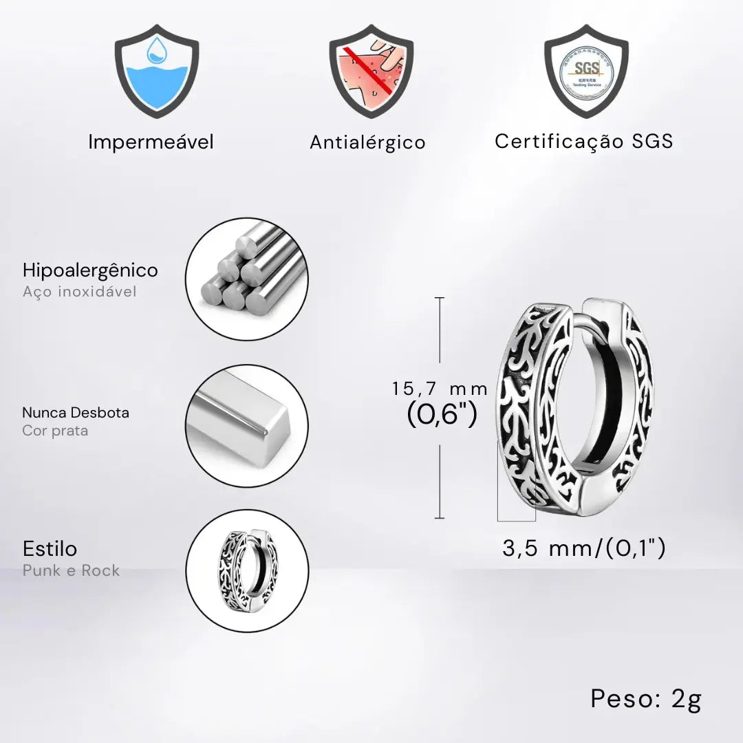 Brinco Masculino Argola em Aço Thick Hoop (Par)