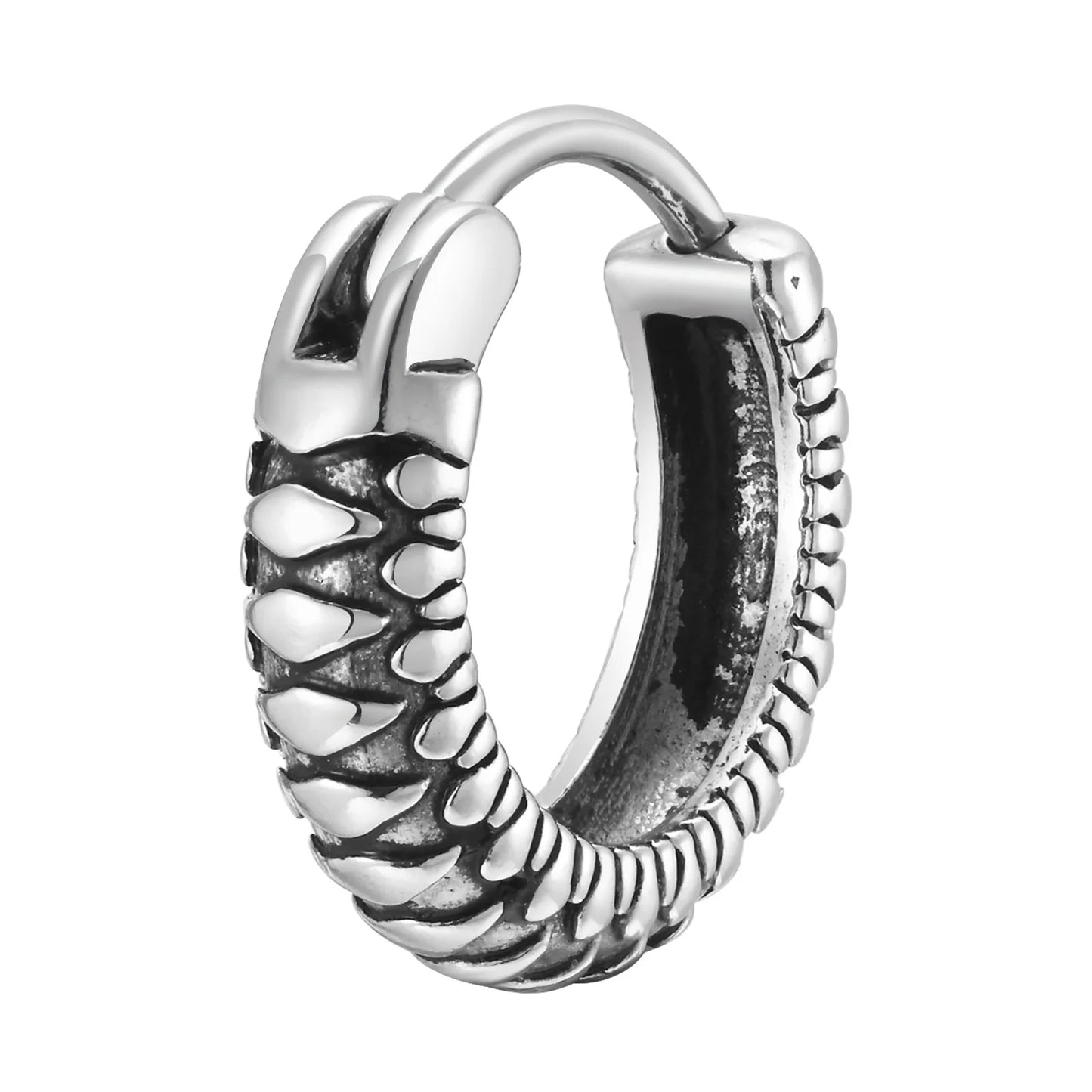 Brinco Masculino em Aço Argola Black Snake