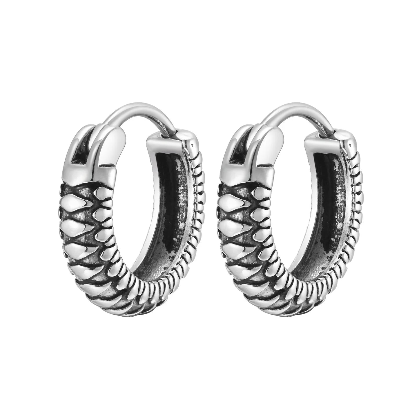 Brinco Masculino em Aço Argola Black Snake
