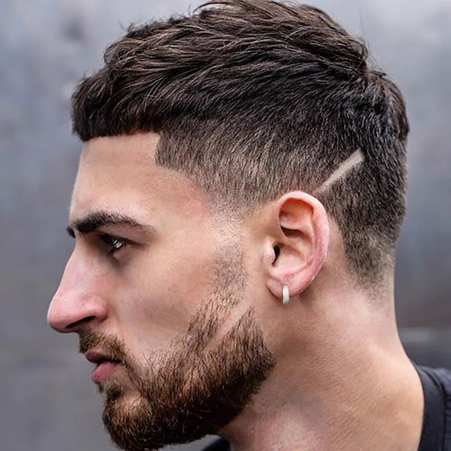 Brinco Masculino em Aço Argola Escovada