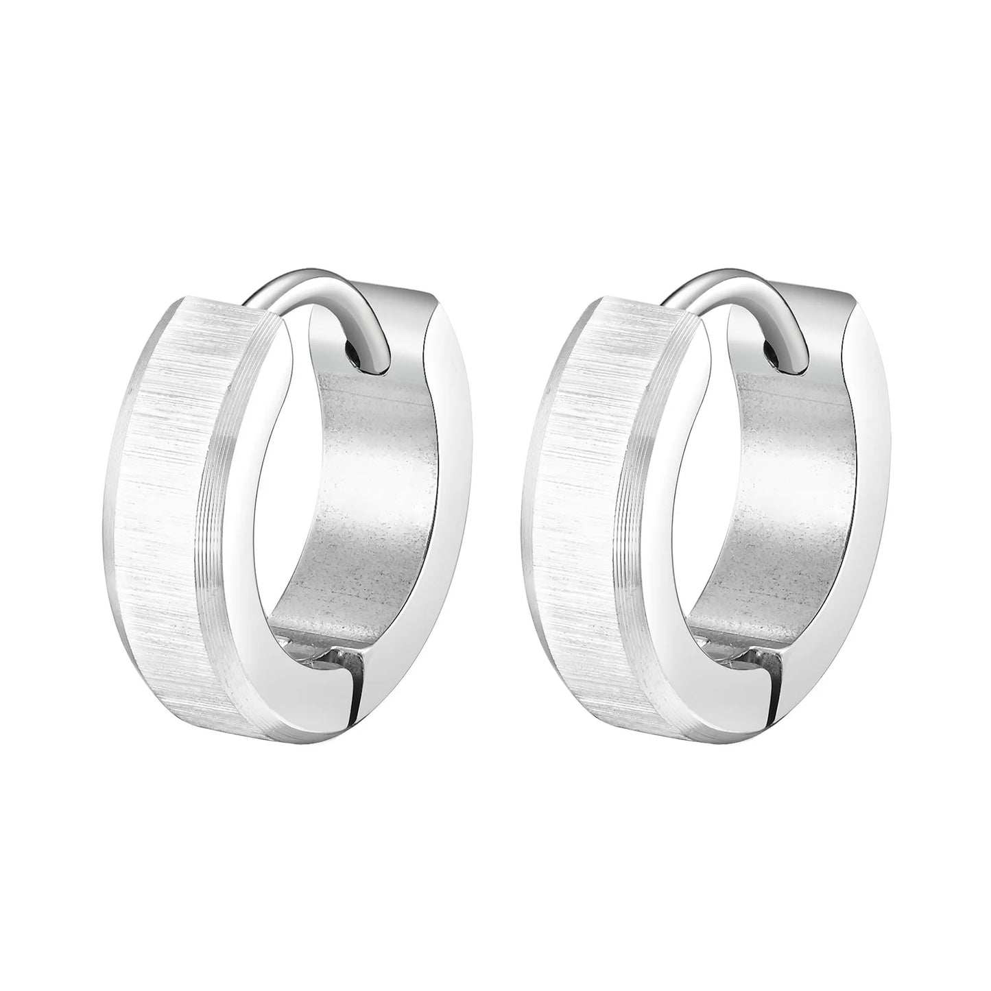 Brinco Masculino em Aço Argola Escovada