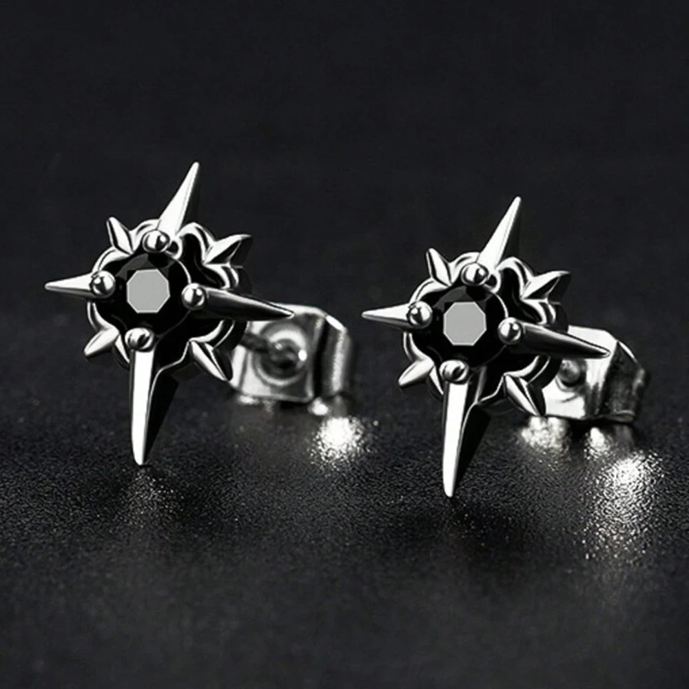 Brinco Masculino em Aço Inox Star Stud (Par)