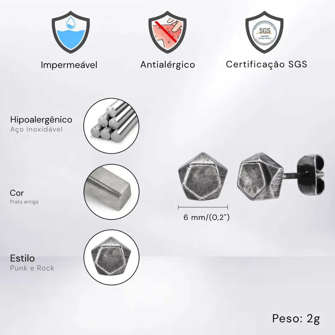 Brinco Masculino em Aço Punk