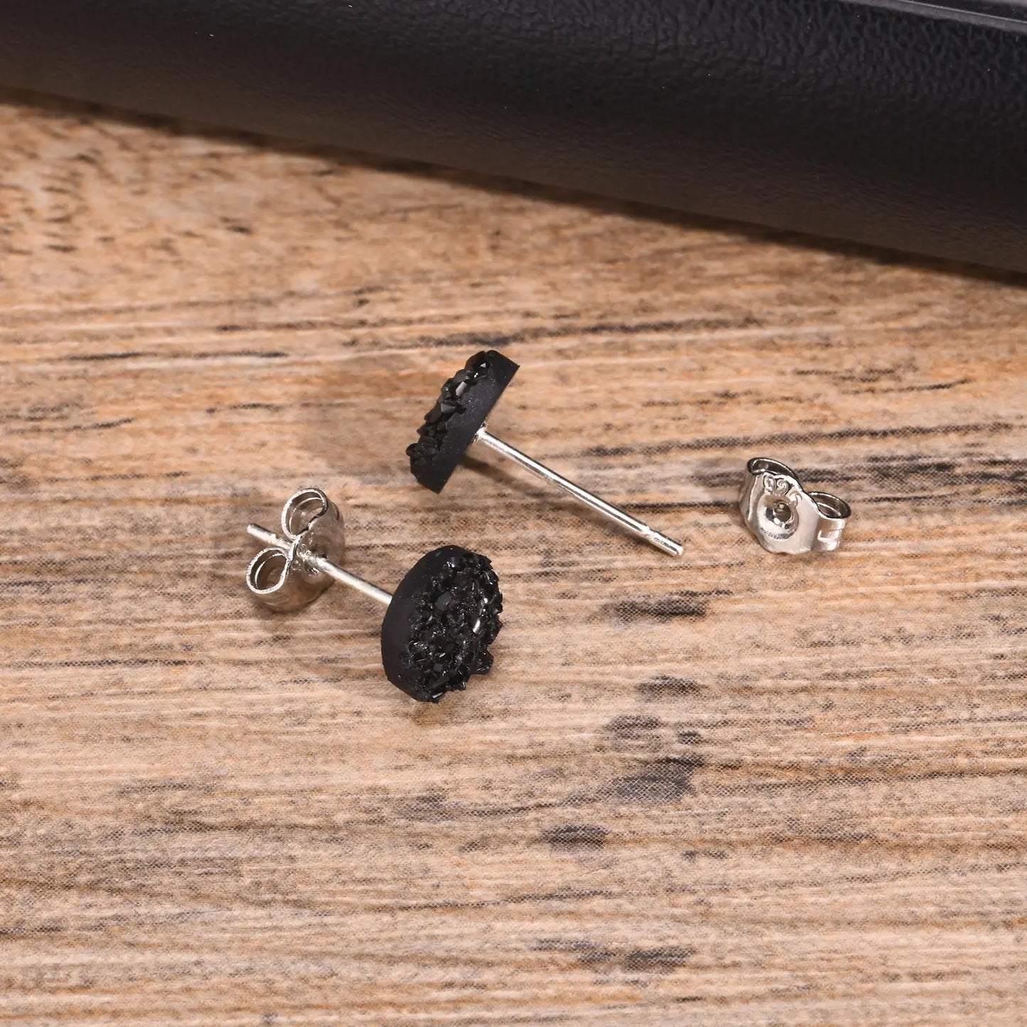 Brinco Masculino em Aço e Cristal Black (Par)