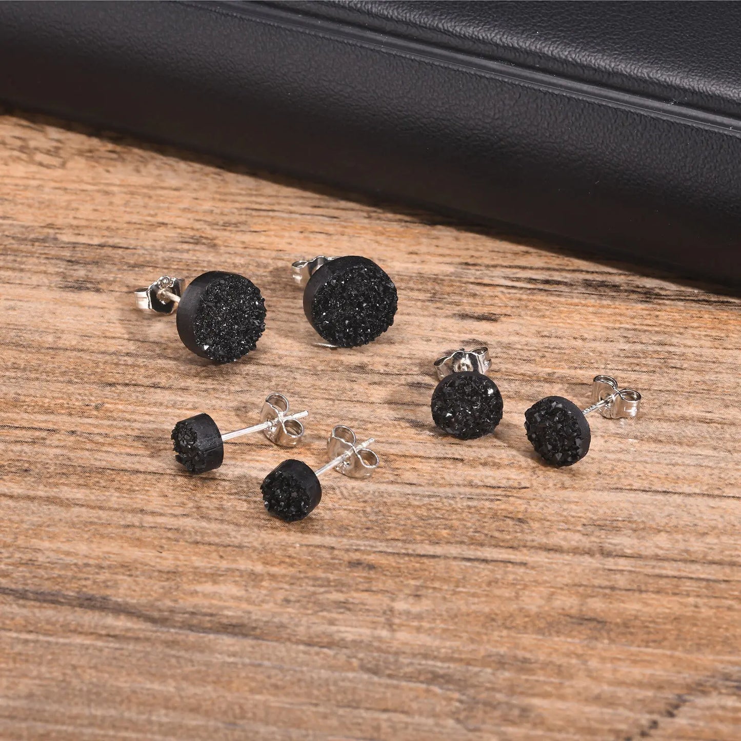 Brinco Masculino em Aço e Cristal Black (Par)