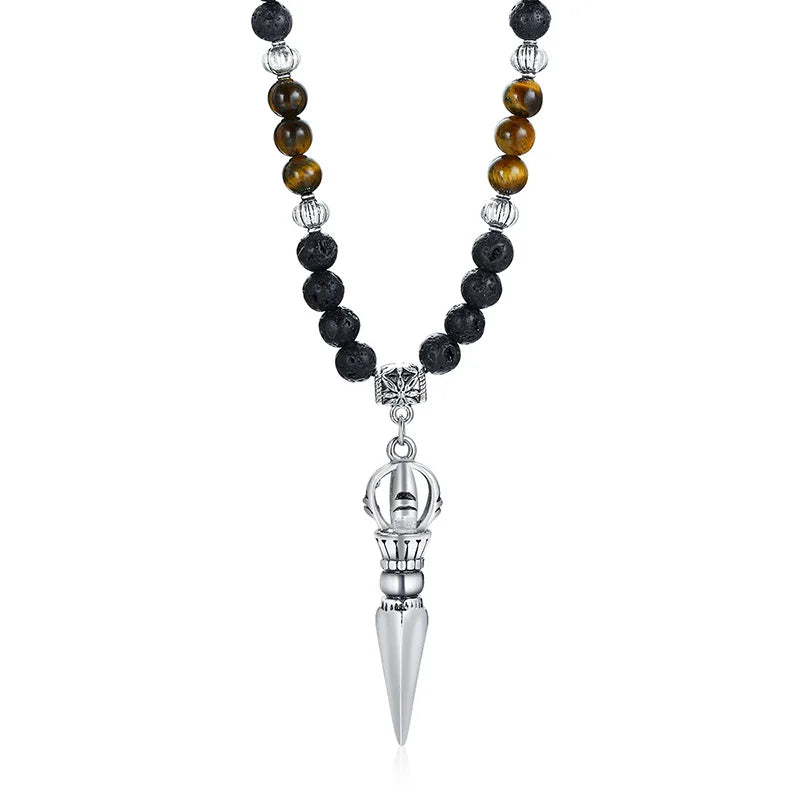 Colar Masculino Tibetano Lava Stone