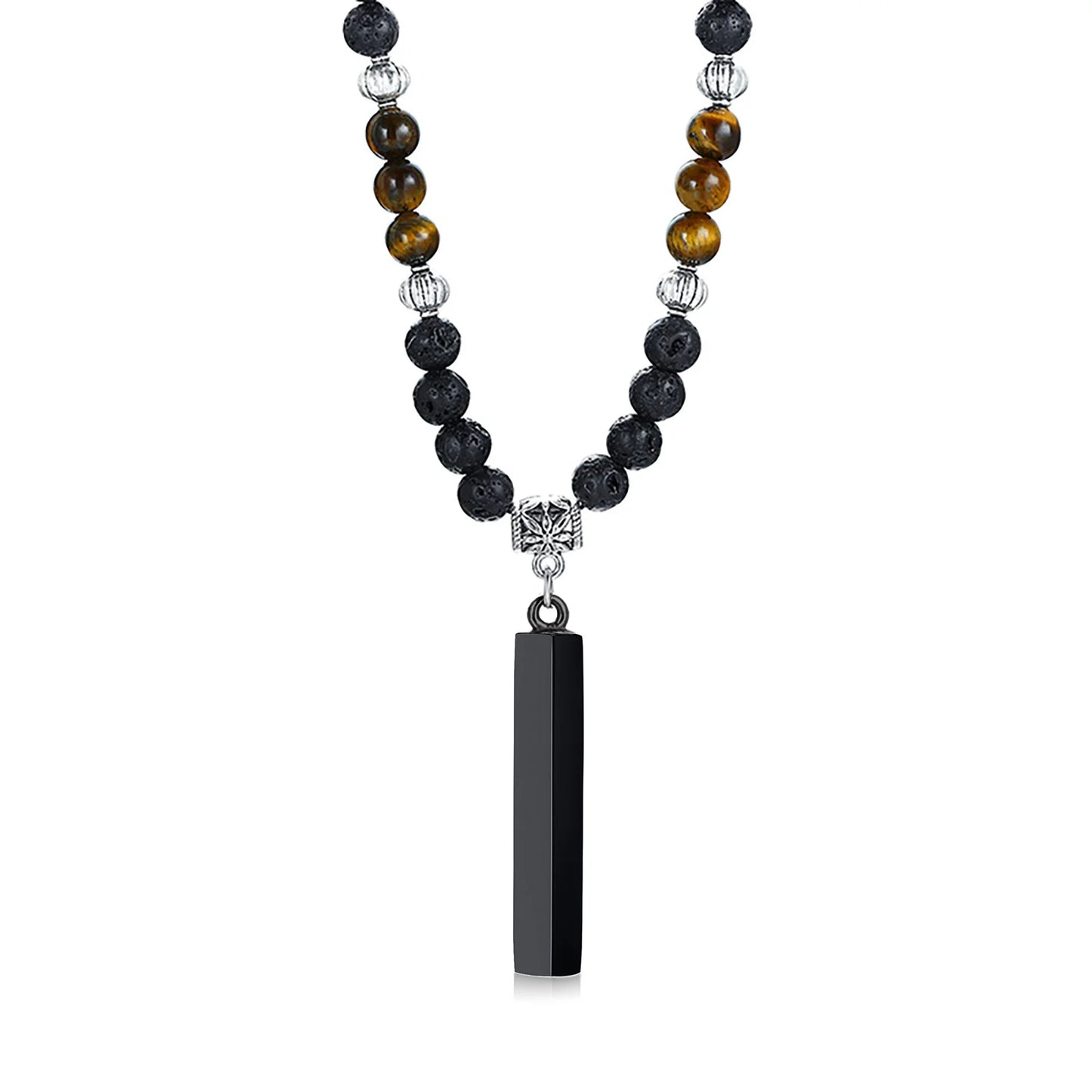 Colar Masculino Tibetano Lava Stone
