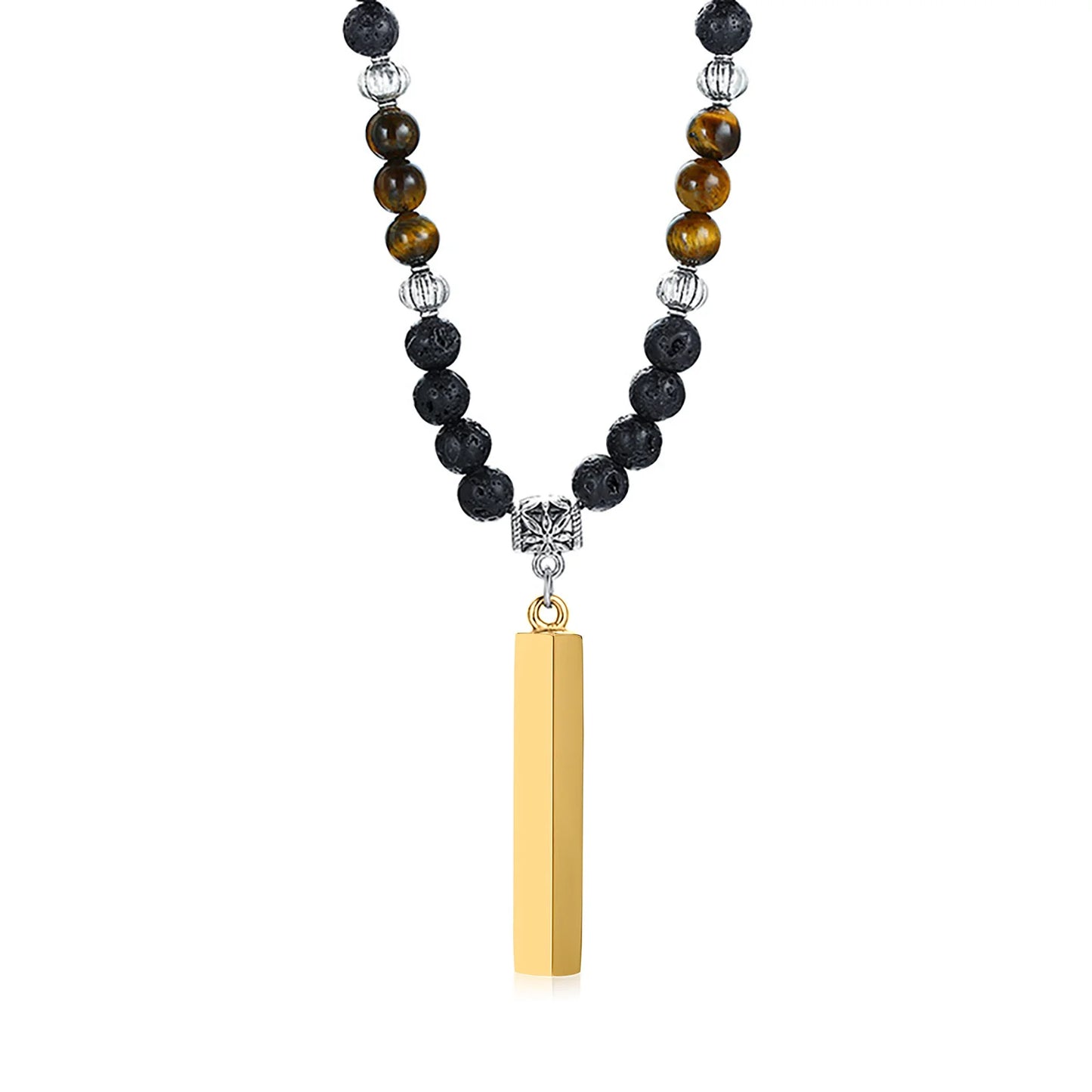 Colar Masculino Tibetano Lava Stone